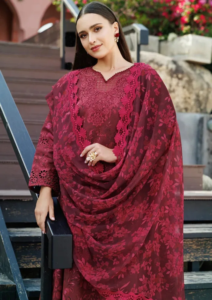Farasha Eid Summer 25 Merlot Muse Aurea Luxury Lawn Collection - Image 4