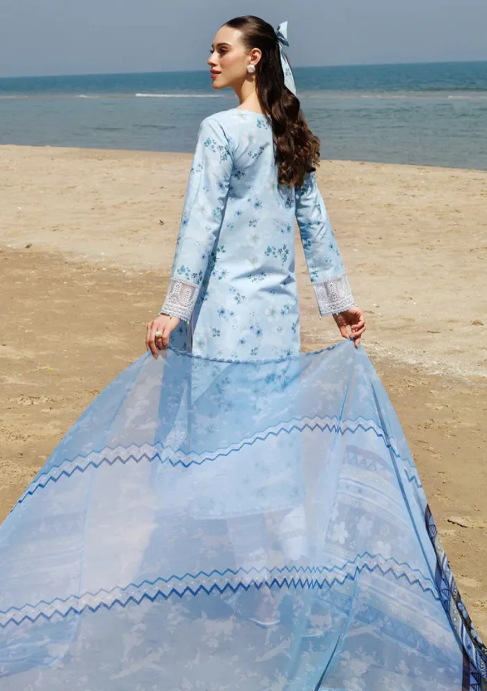 Farasha Eid Summer 25 Moonlit Blue Aurea Luxury Lawn Collection - Image 2