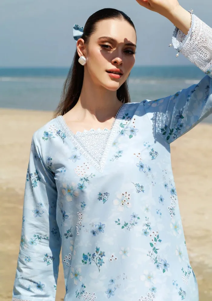 Farasha Eid Summer 25 Moonlit Blue Aurea Luxury Lawn Collection - Image 4