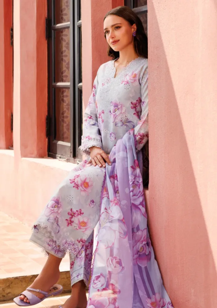 Farasha Eid Summer 25 Rosy Mist Aurea Luxury Lawn Collection - Image 3