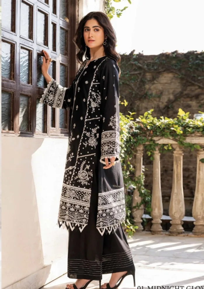 Farasha FB25 01 Midnight Glow Bahar Luxury Lawn Collection - Image 2