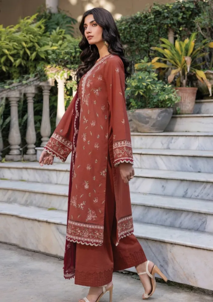 Farasha FB25 03 Russet Dusk Bahar Luxury Lawn Collection - Image 2