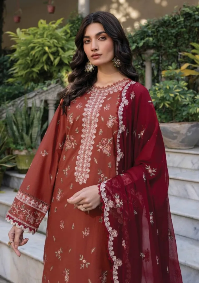 Farasha FB25 03 Russet Dusk Bahar Luxury Lawn Collection - Image 3