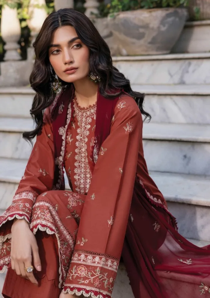 Farasha FB25 03 Russet Dusk Bahar Luxury Lawn Collection - Image 4