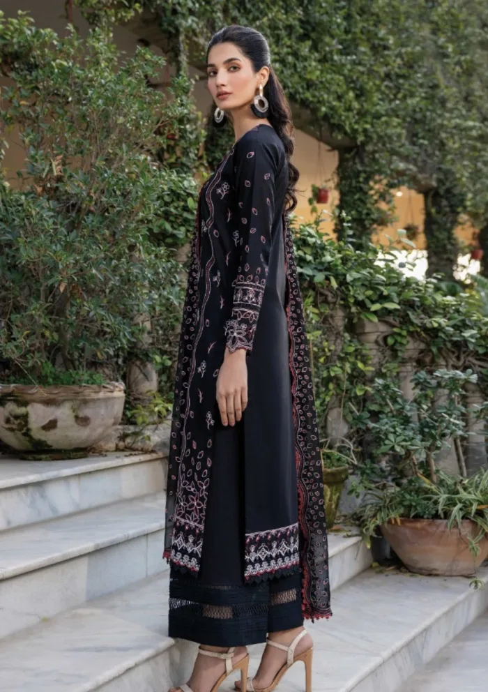Farasha FB25 10 Black Rose Bahar Luxury Lawn Collection - Image 2