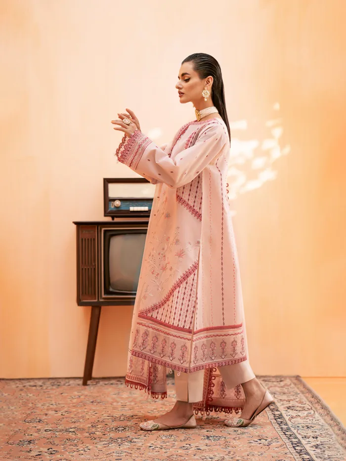 Fozia Khalid Blush Pink Elayne Festive Luxury Lawn Collection - Image 4