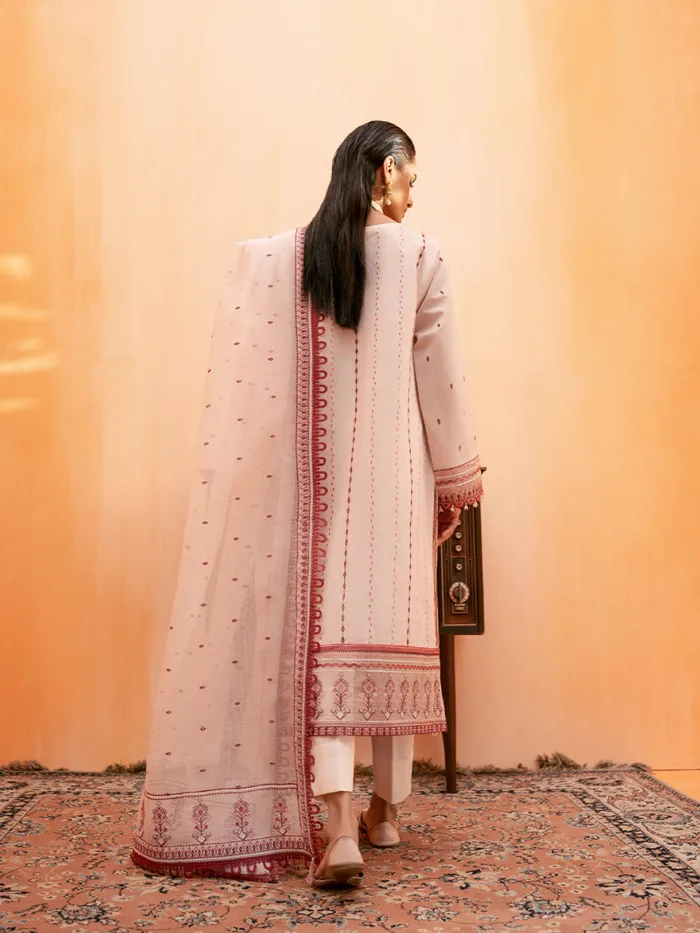 Fozia Khalid Blush Pink Elayne Festive Luxury Lawn Collection - Image 7
