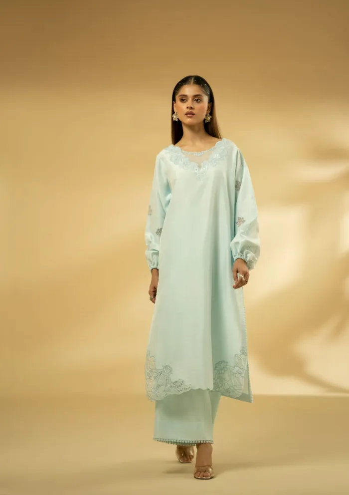 Fozia Khalid Celestail Scerenity D 14 Silk Edit Luxury Lawn Collection - Image 2