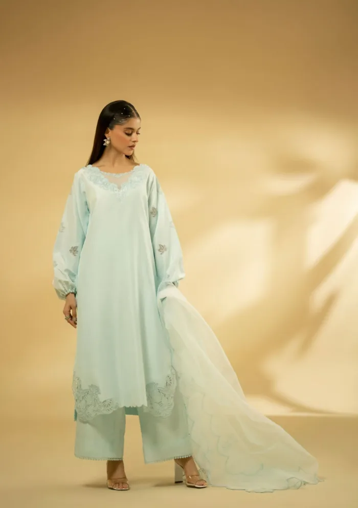 Fozia Khalid Celestail Scerenity D 14 Silk Edit Luxury Lawn Collection - Image 3