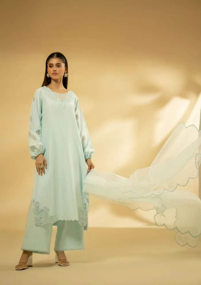 Fozia Khalid Celestail Scerenity D 14 Silk Edit Luxury Lawn Collection - Image 4