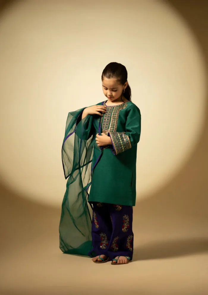 Fozia Khalid Emerald Craftsmanship D 01 Silk Edit Luxury Lawn Collection - Image 16