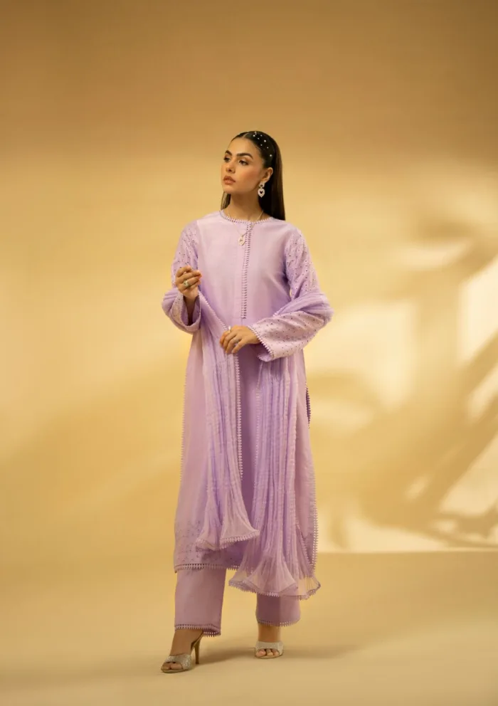 Fozia Khalid Lilac Dreamscape D 08 Silk Edit Luxury Lawn Collection - Image 3