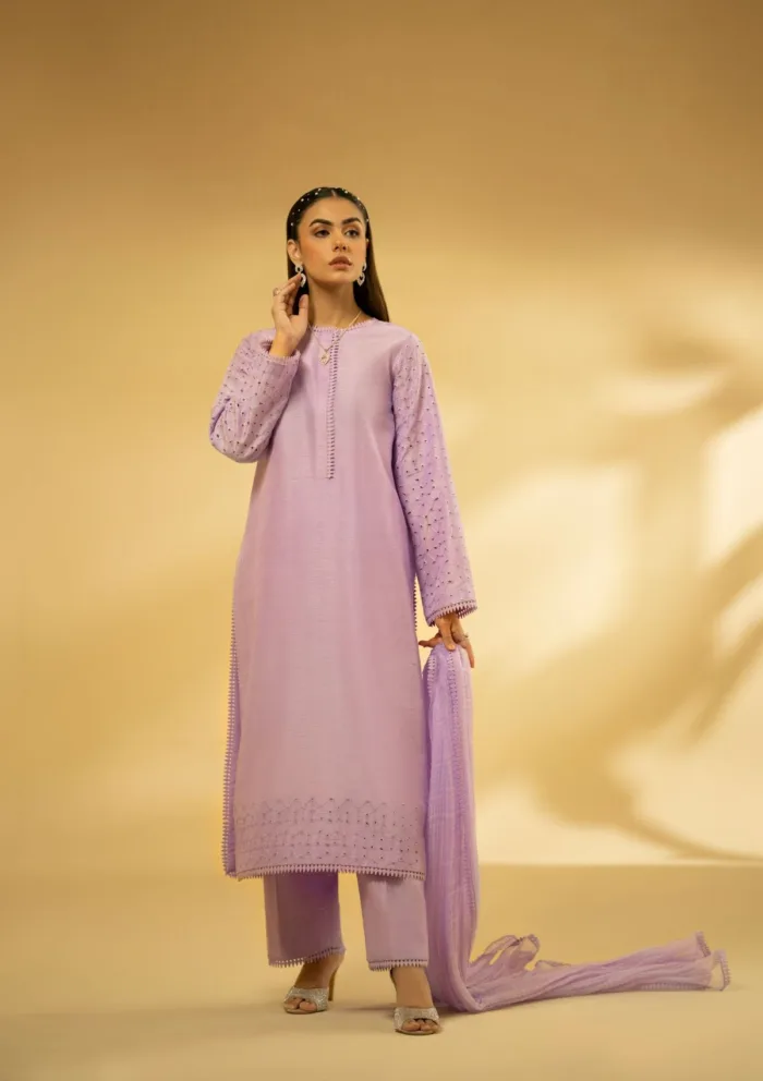 Fozia Khalid Lilac Dreamscape D 08 Silk Edit Luxury Lawn Collection - Image 4