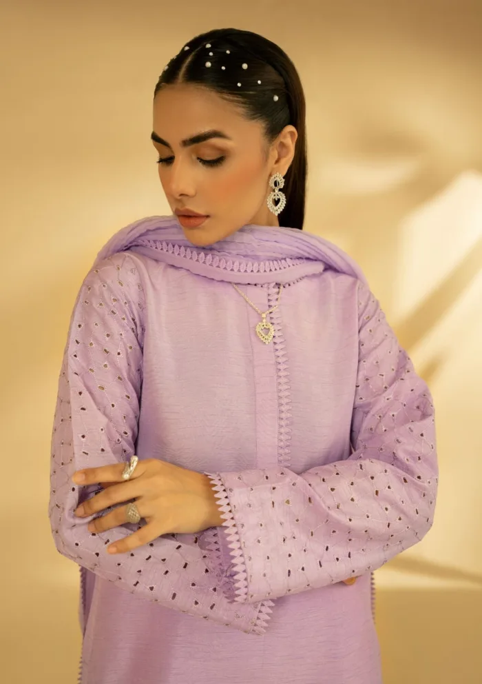 Fozia Khalid Lilac Dreamscape D 08 Silk Edit Luxury Lawn Collection - Image 5