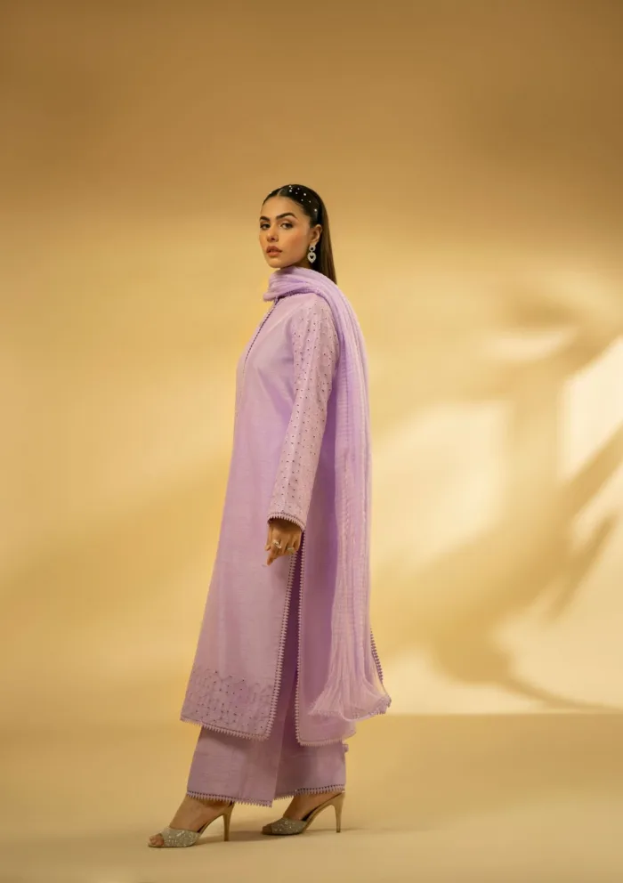 Fozia Khalid Lilac Dreamscape D 08 Silk Edit Luxury Lawn Collection - Image 7