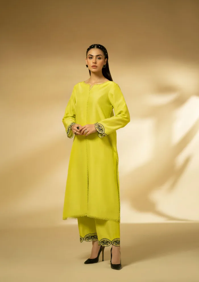Fozia Khalid Lime Zest D 13 Silk Edit Luxury Lawn Collection - Image 2