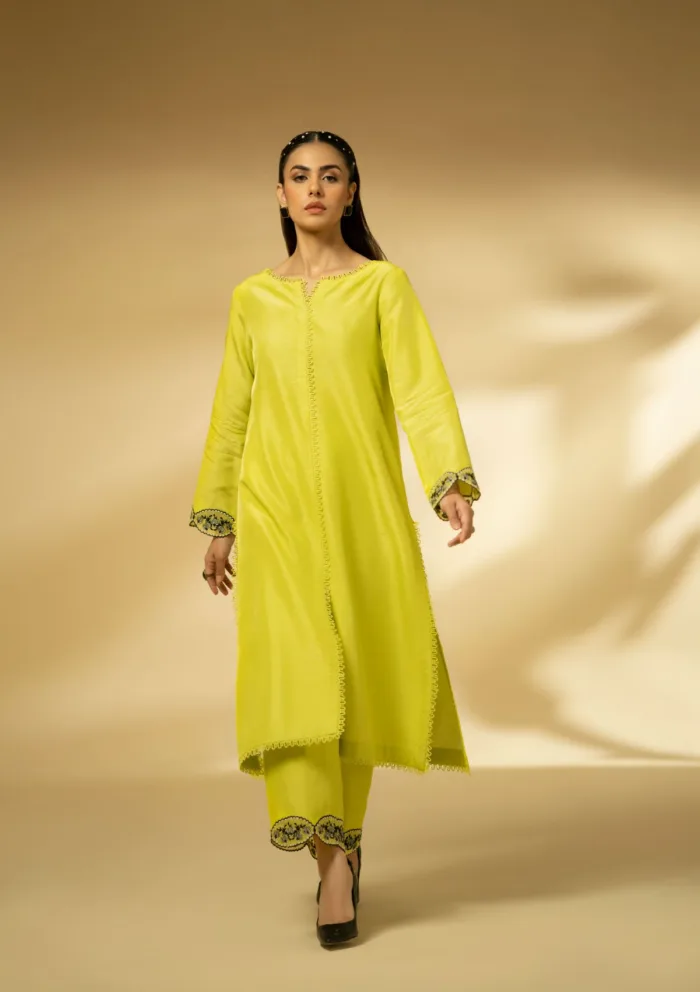 Fozia Khalid Lime Zest D 13 Silk Edit Luxury Lawn Collection - Image 3