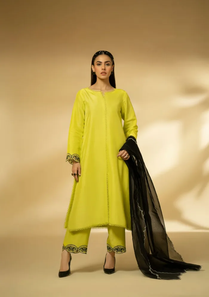 Fozia Khalid Lime Zest D 13 Silk Edit Luxury Lawn Collection - Image 4