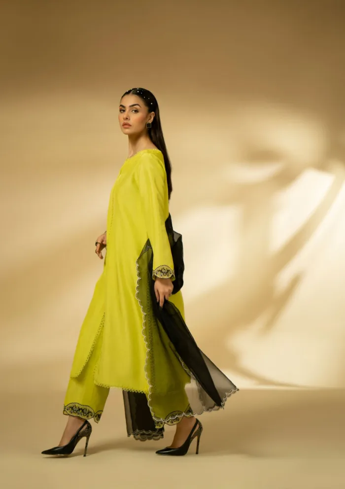 Fozia Khalid Lime Zest D 13 Silk Edit Luxury Lawn Collection - Image 5