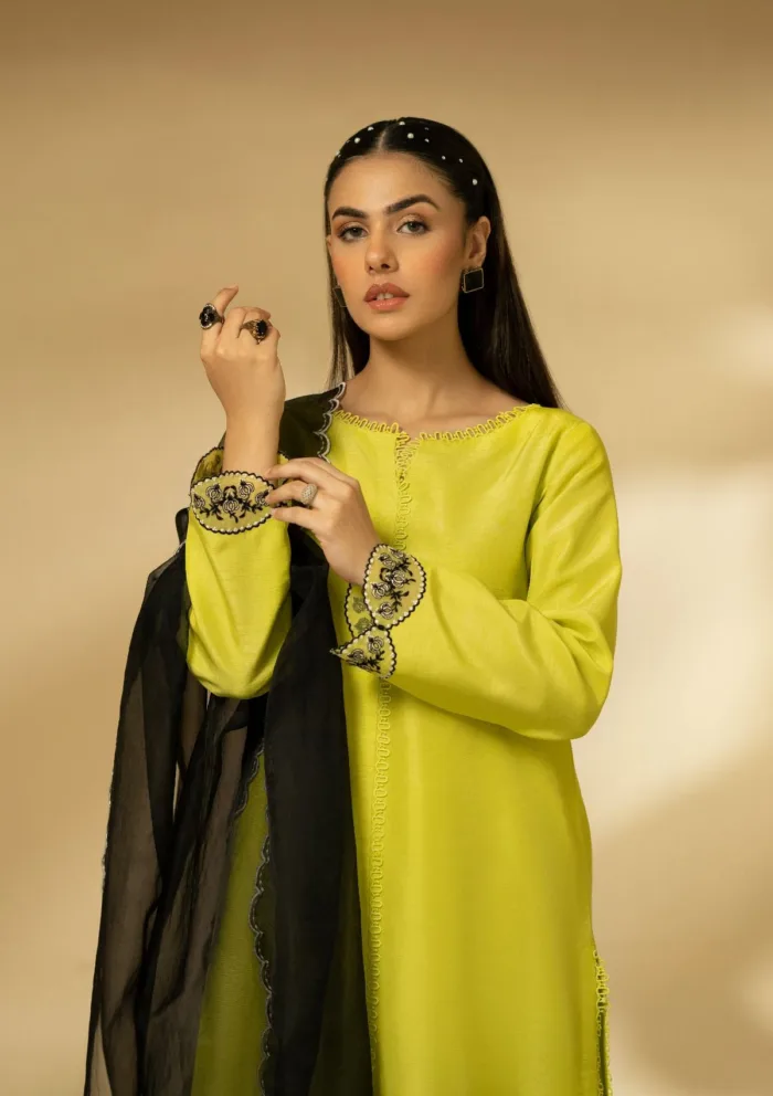 Fozia Khalid Lime Zest D 13 Silk Edit Luxury Lawn Collection - Image 7