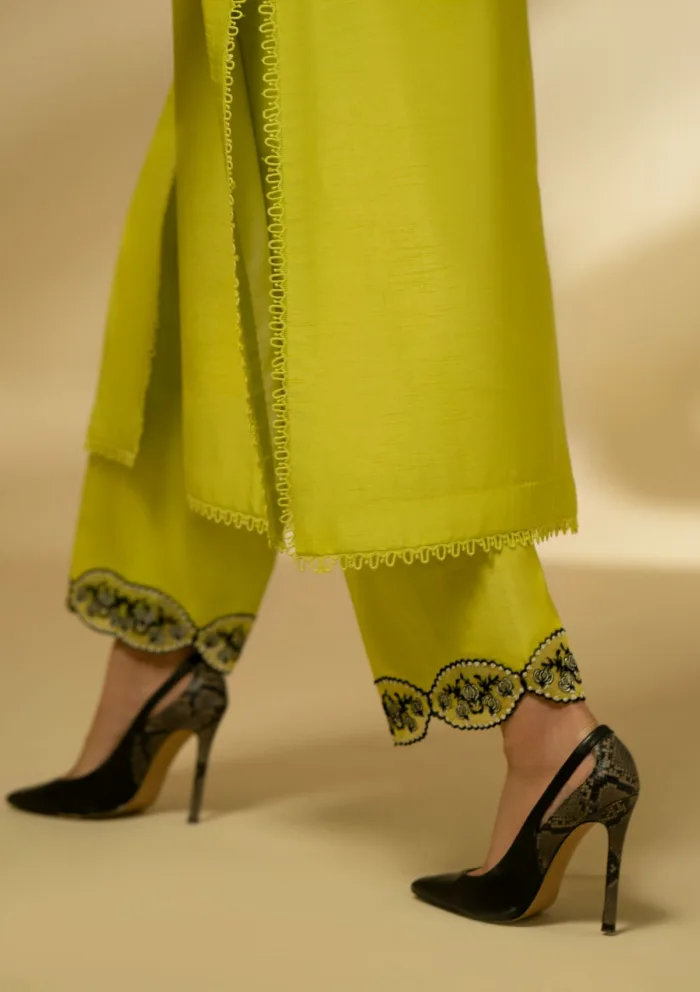 Fozia Khalid Lime Zest D 13 Silk Edit Luxury Lawn Collection - Image 8