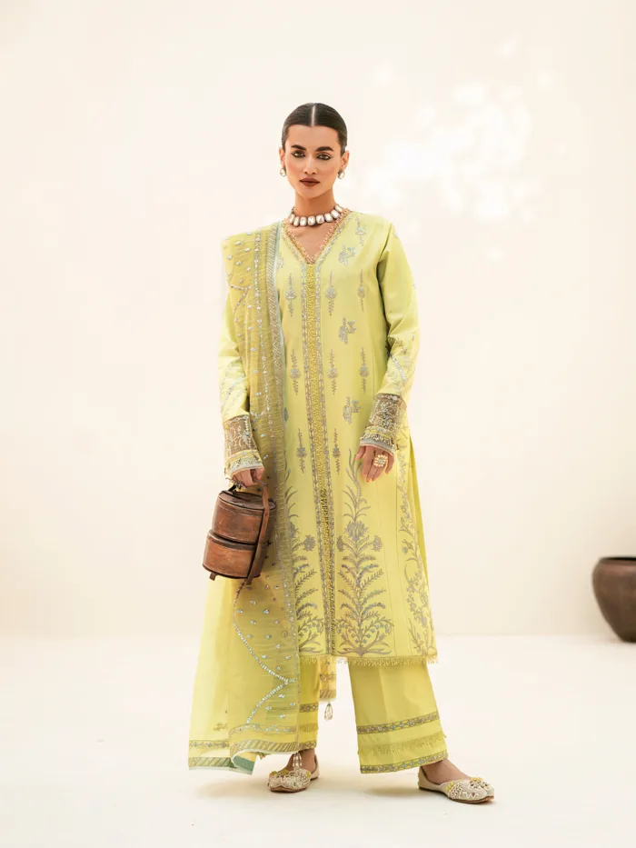Fozia Khalid Luminary Green Elayne Festive Luxury Lawn Collection - Image 3