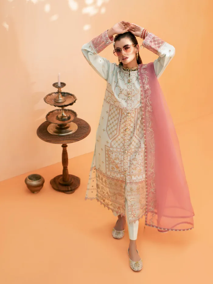 Fozia Khalid Moonlight Jade Elayne Festive Luxury Lawn Collection - Image 5