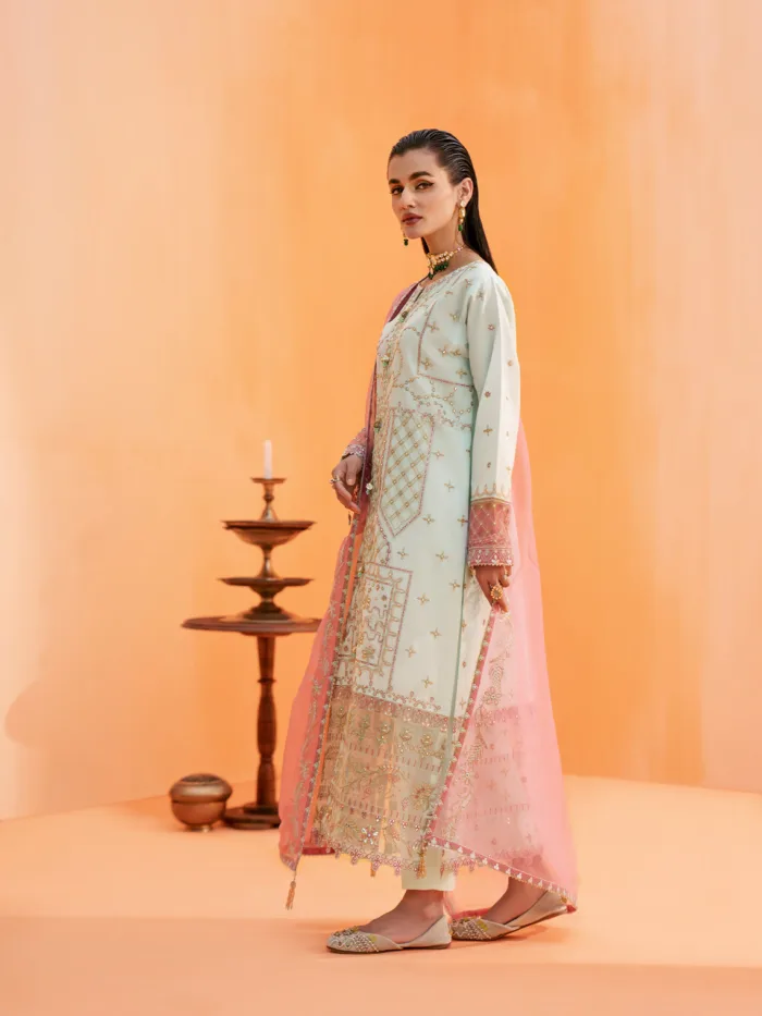 Fozia Khalid Moonlight Jade Elayne Festive Luxury Lawn Collection - Image 6