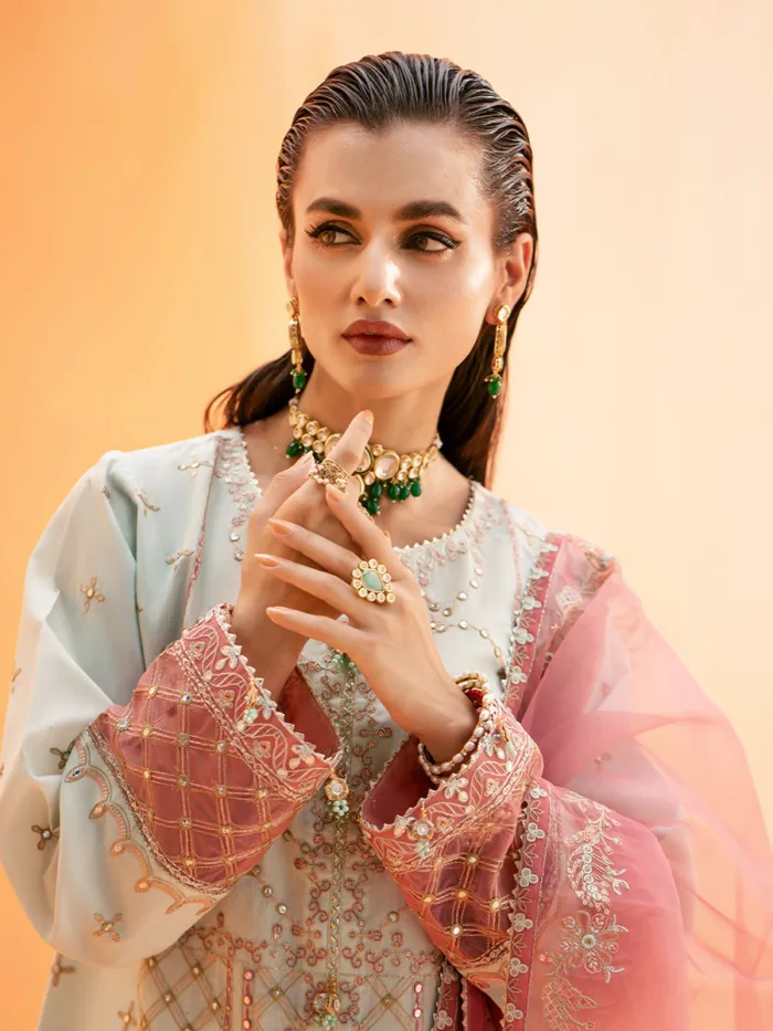 Fozia Khalid Moonlight Jade Elayne Festive Luxury Lawn Collection - Image 9