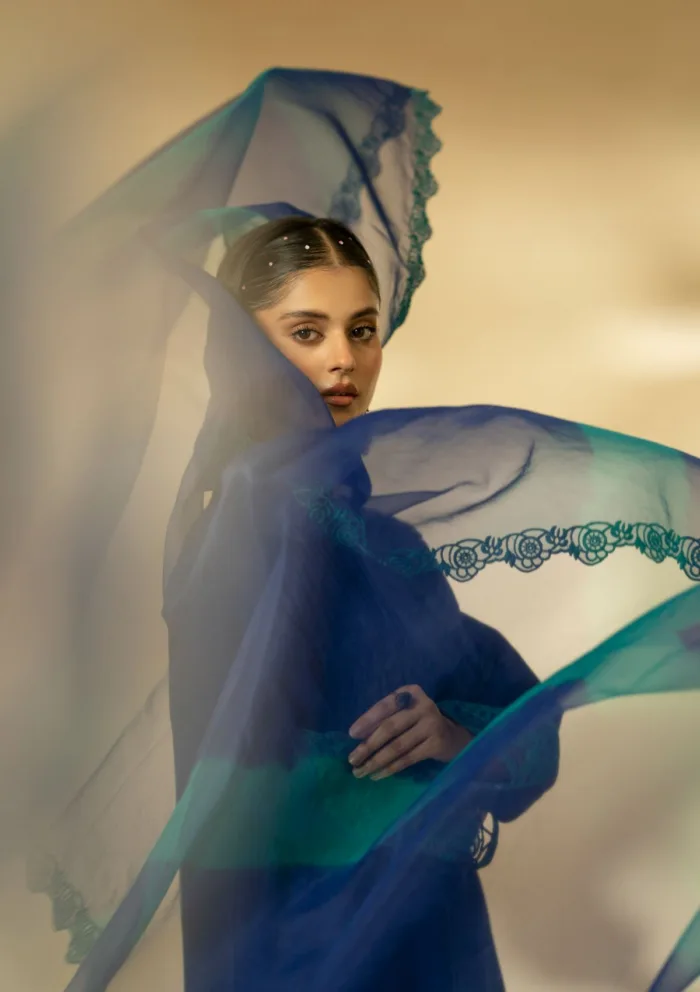 Fozia Khalid Sapphire Elegance D 10 Silk Edit Luxury Lawn Collection - Image 5