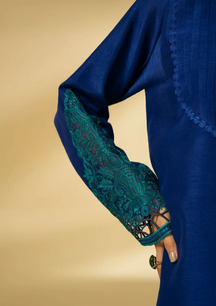 Fozia Khalid Sapphire Elegance D 10 Silk Edit Luxury Lawn Collection - Image 6
