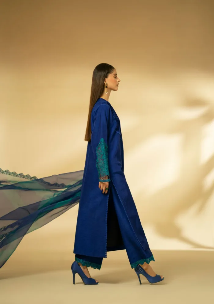 Fozia Khalid Sapphire Elegance D 10 Silk Edit Luxury Lawn Collection - Image 8