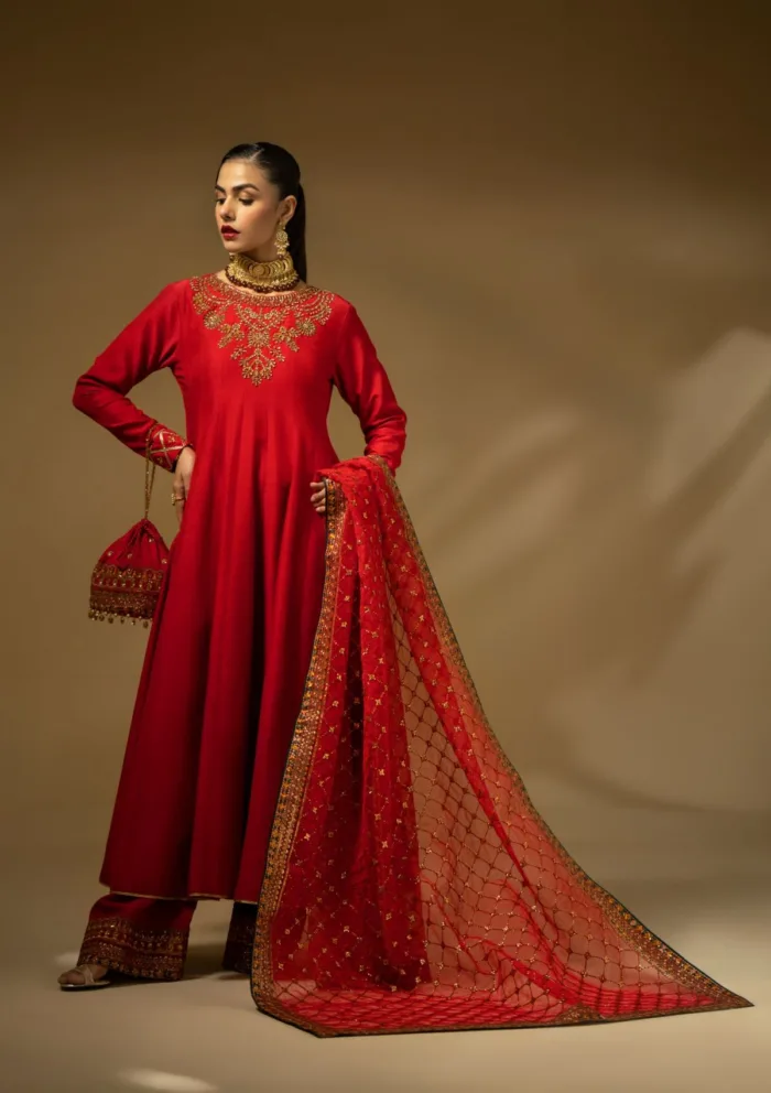Fozia Khalid Scarlet Dynasty D 04 Silk Edit Luxury Lawn Collection - Image 3