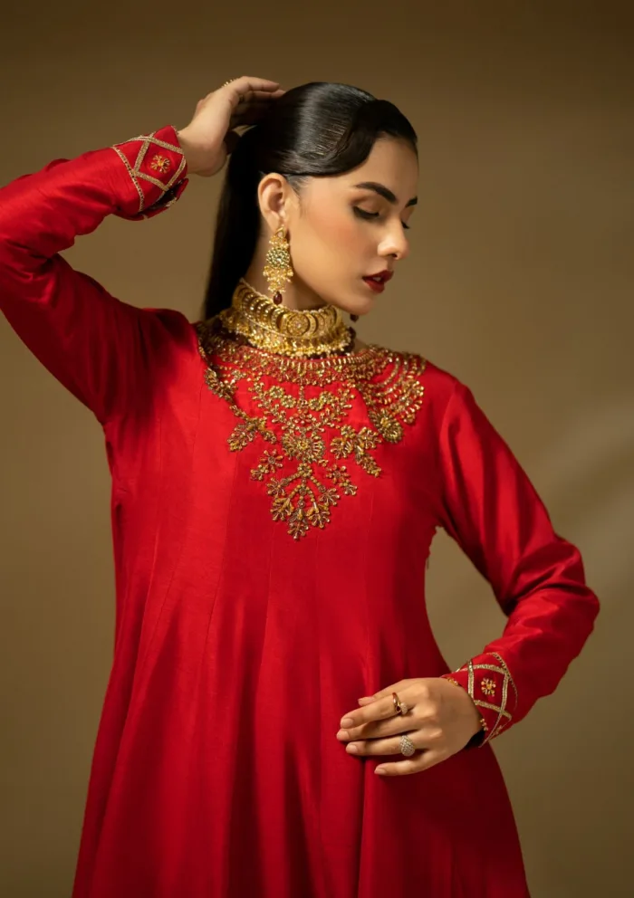 Fozia Khalid Scarlet Dynasty D 04 Silk Edit Luxury Lawn Collection - Image 6