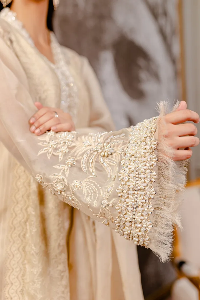 Fozia Khalid VoL 3 Chanterelle Beige Lumieres Festive Luxury Lawn Collection - Image 7