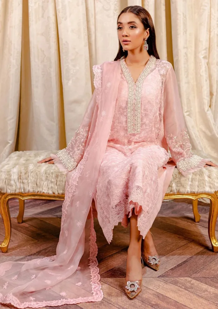 Fozia Khalid VoL 3 Crepe Rose Lumieres Festive Luxury Lawn Collection - Image 4