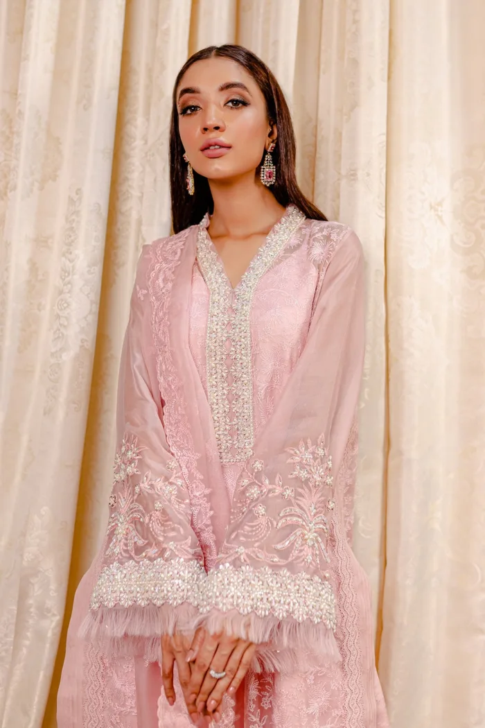 Fozia Khalid VoL 3 Crepe Rose Lumieres Festive Luxury Lawn Collection - Image 7