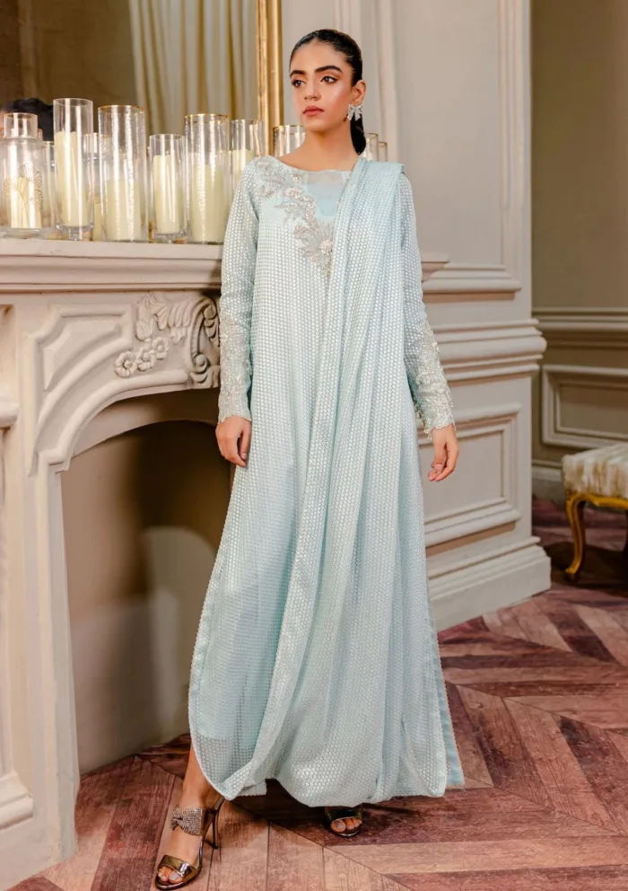 Fozia Khalid VoL 3 Glacial Blue Lumieres Festive Luxury Lawn Collection - Image 2