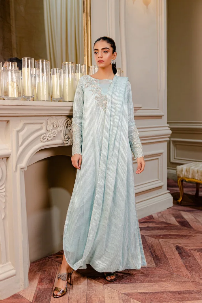 Fozia Khalid VoL 3 Glacial Blue Lumieres Festive Luxury Lawn Collection - Image 3