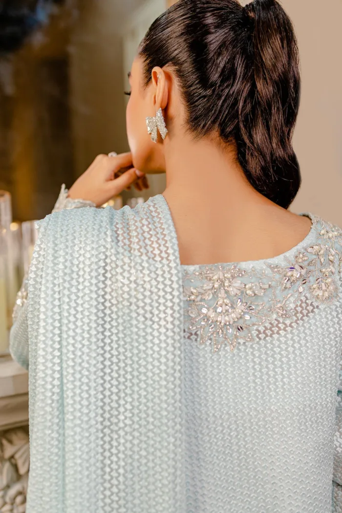 Fozia Khalid VoL 3 Glacial Blue Lumieres Festive Luxury Lawn Collection - Image 5