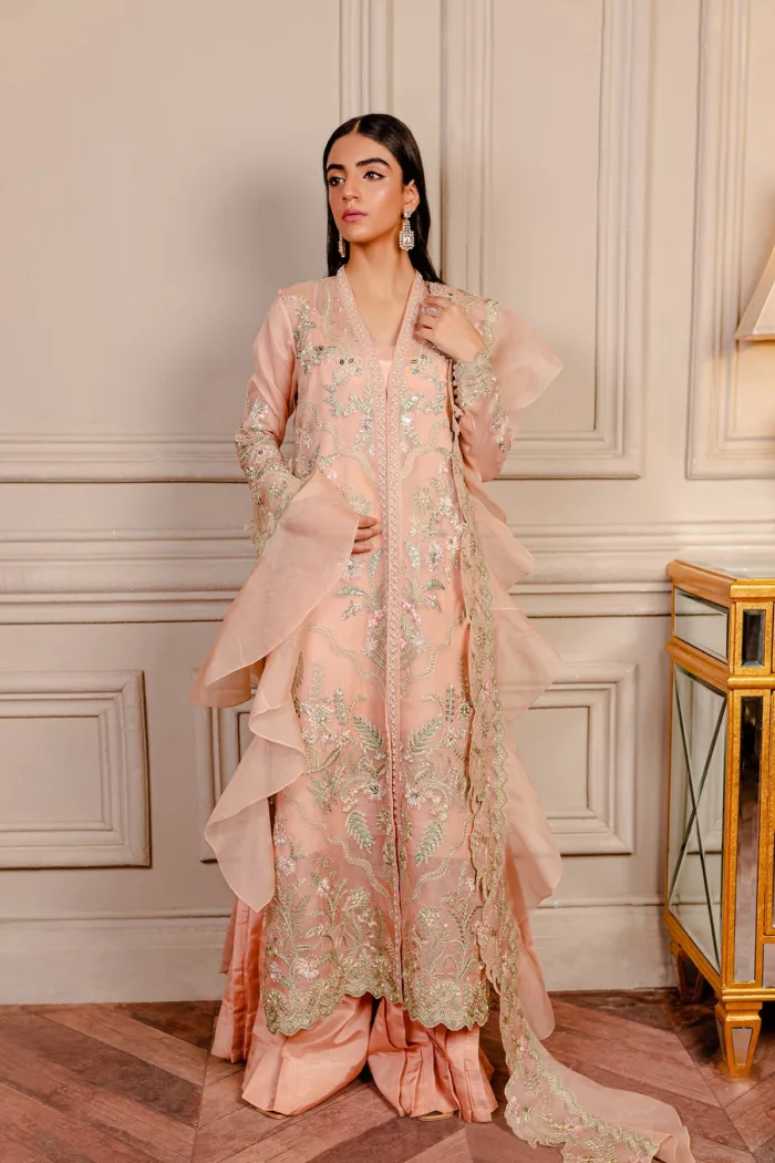 Fozia Khalid VoL 3 Juliet Peach Lumieres Festive Luxury Lawn Collection - Image 3