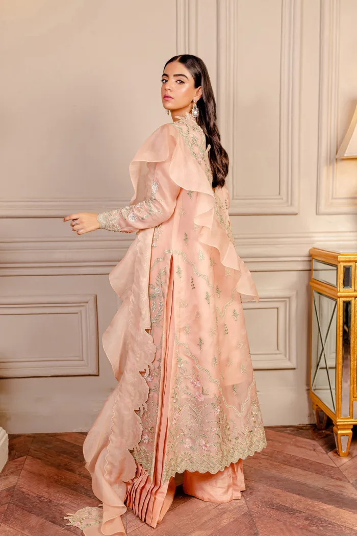 Fozia Khalid VoL 3 Juliet Peach Lumieres Festive Luxury Lawn Collection - Image 4