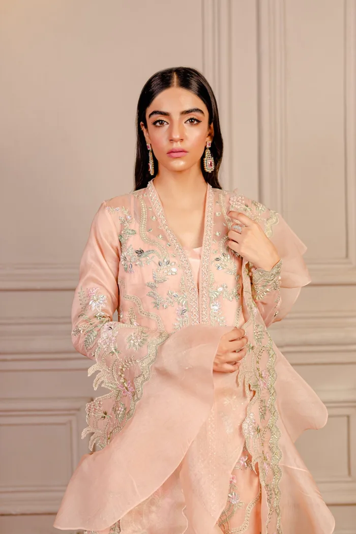 Fozia Khalid VoL 3 Juliet Peach Lumieres Festive Luxury Lawn Collection - Image 7