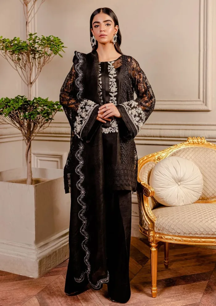 Fozia Khalid VoL 3 Raven Black Lumieres Festive Luxury Lawn Collection - Image 2