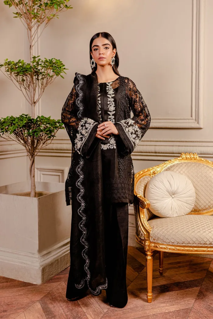 Fozia Khalid VoL 3 Raven Black Lumieres Festive Luxury Lawn Collection - Image 3