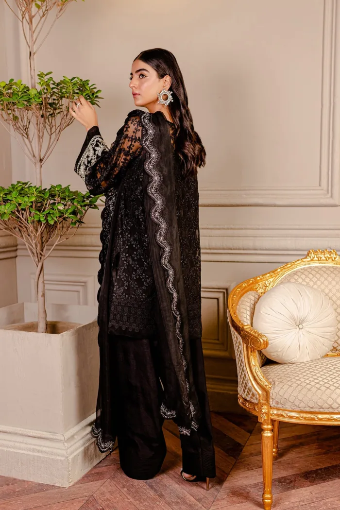 Fozia Khalid VoL 3 Raven Black Lumieres Festive Luxury Lawn Collection - Image 4