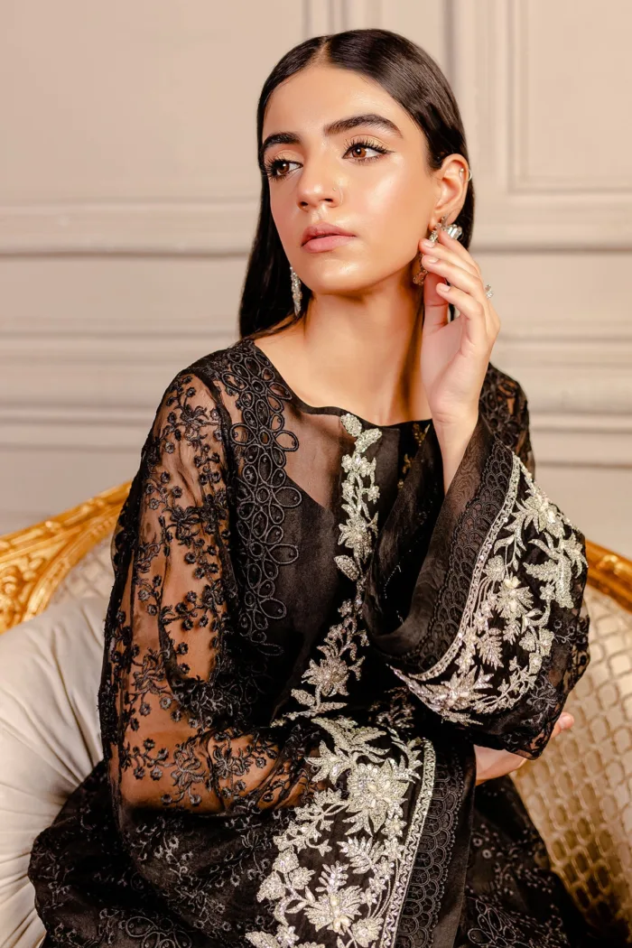 Fozia Khalid VoL 3 Raven Black Lumieres Festive Luxury Lawn Collection - Image 6