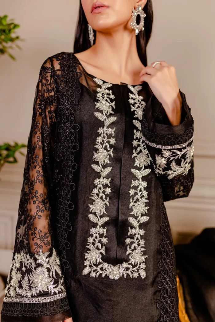 Fozia Khalid VoL 3 Raven Black Lumieres Festive Luxury Lawn Collection - Image 7
