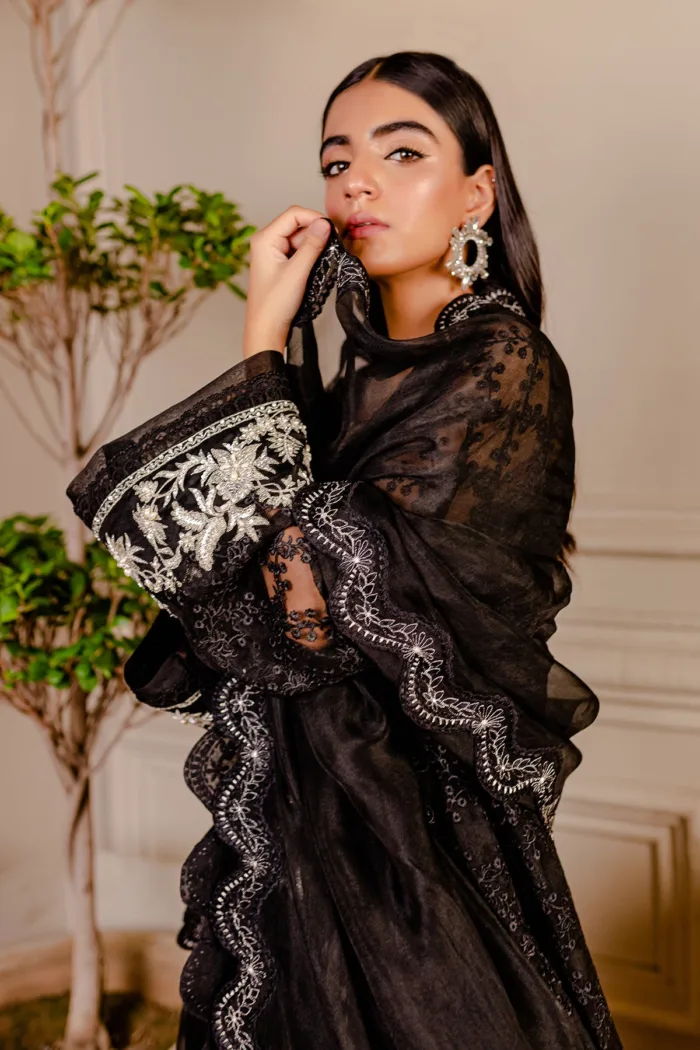 Fozia Khalid VoL 3 Raven Black Lumieres Festive Luxury Lawn Collection - Image 8