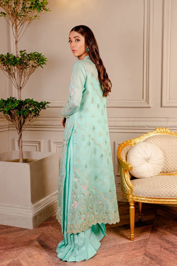 Fozia Khalid VoL 3 Tiffany Blue Lumieres Festive Luxury Lawn Collection - Image 5